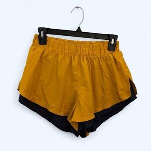 Vibrant Gold and Navy Women's Athletic Shorts